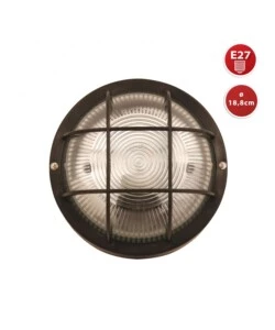 APPLIQUE NERA TONDA IN PLASTICA E VETRO E27, 60W